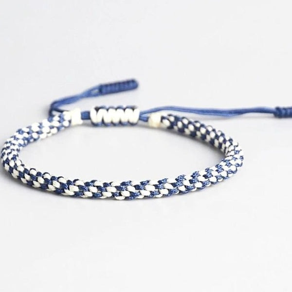 Bracelet porte-bonheur tibétain bleu et blanc