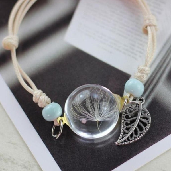 Bracelet tissé avec bijoux et perle à fleur