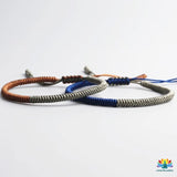 Bracelet tressé porte-bonheur tibétain bicolore - Lot de 2