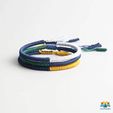 Bracelet tressé tibétain porte-bonheur bicolore - Lot de 3