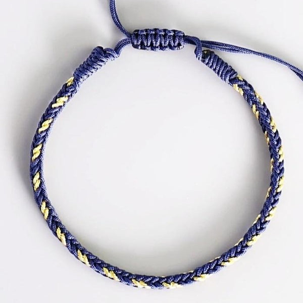 Bracelet tressé tibétain simple bicolore