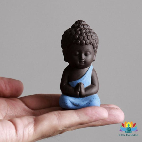 Statuette Miniature Bouddha Prière en Argile