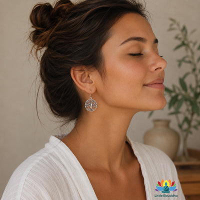 Boucles d’Oreilles Arbre de Vie Argent – Symbole Force & Équilibre