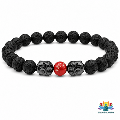 🧘‍♂️ Bracelet Bouddha Zen – Pierres de Lave & Pierre Naturelle