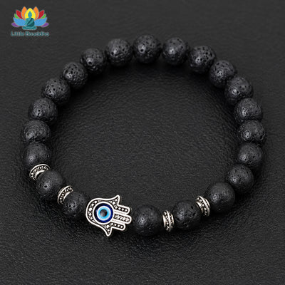 Bracelet Pierre de Lave Main de Fatima – Protection & Ancrage | Porte-Bonheur