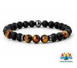 Bracelet Œil de Tigre et Onyx Homme/Femme – Bracelet Protection Pierre Naturelle 8mm