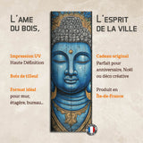 Plaque déco BOIS ZEN "Bouddha Azur"