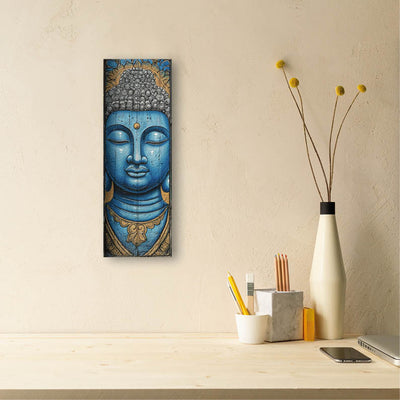 Plaque déco BOIS ZEN "Bouddha Azur"