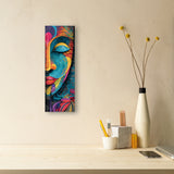 Plaque déco Bouddha coloré en bois – Art zen et spirituel