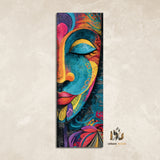 Plaque déco Bouddha coloré en bois – Art zen et spirituel