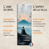 Plaque bois déco zen "lever de soleil en montagne"