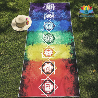 🌈 Toile 7 Chakras Compacte – Tapis Yoga & Déco Zen