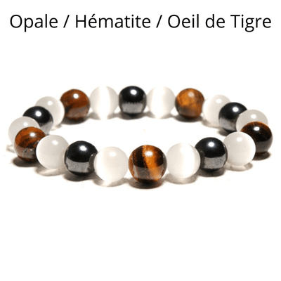 Bracelet "Pureté" en Opale, Hématite et Oeil de Tigre