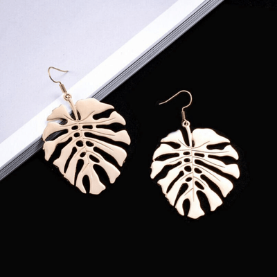 Boucles d'oreilles grand format motif Feuilles