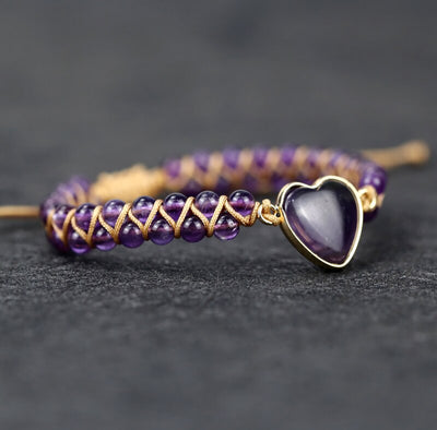 Bracelet Améthyste Cœur – Pierre Naturelle Apaisement & Sérénité