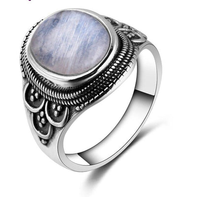 Bague en pierre de lune naturelle et argent 925