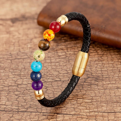 Bracelet cuir sept chakras