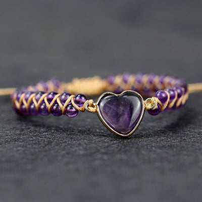 Bracelet Améthyste Cœur – Pierre Naturelle Apaisement & Sérénité