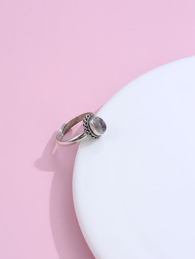 Bague ajustable en argent et pierre de lune naturelle