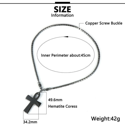 collier hématite croix