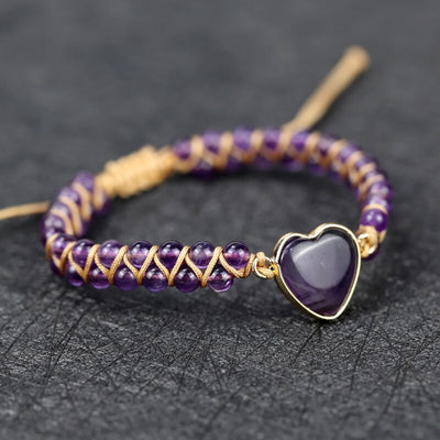 Bracelet Améthyste Cœur – Pierre Naturelle Apaisement & Sérénité
