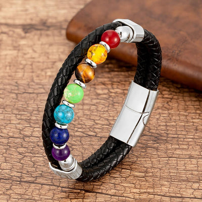 Bracelet cuir sept chakras