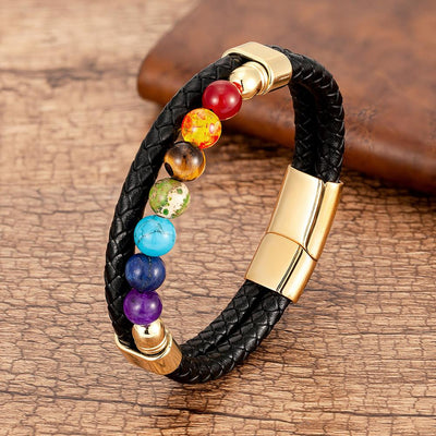 Bracelet cuir sept chakras