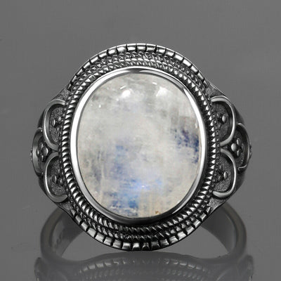 Bague en pierre de lune naturelle et argent 925