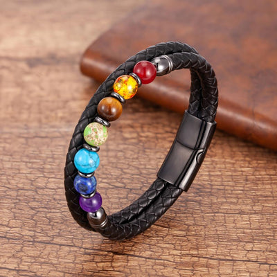 Bracelet cuir sept chakras