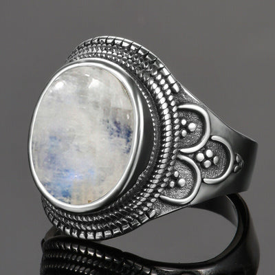 Bague en pierre de lune naturelle et argent 925
