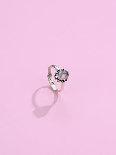 Bague ajustable en argent et pierre de lune naturelle