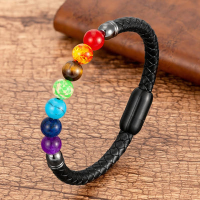 Bracelet cuir sept chakras