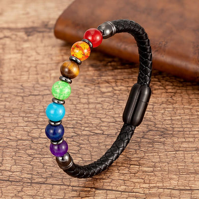 Bracelet cuir sept chakras