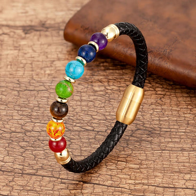 Bracelet cuir sept chakras