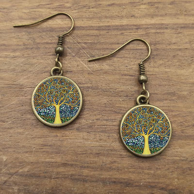 Boucles d'oreilles en verre "arbre de vie"