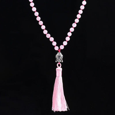 mâlâ quartz rose avec tête de Bouddha
