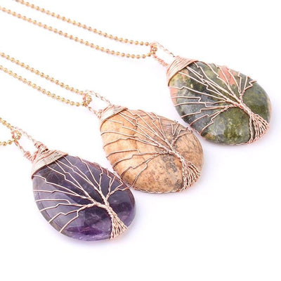 collier pierre naturelle et arbre de vie