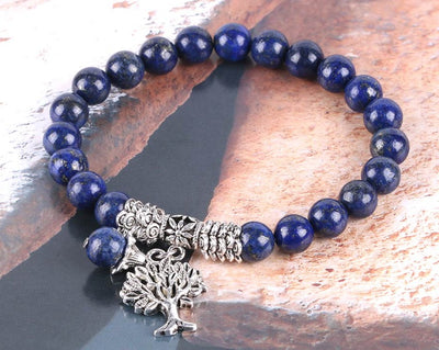 Bracelet "Energie et Sérénité" en Lapis-Lazuli et arbre de vie
