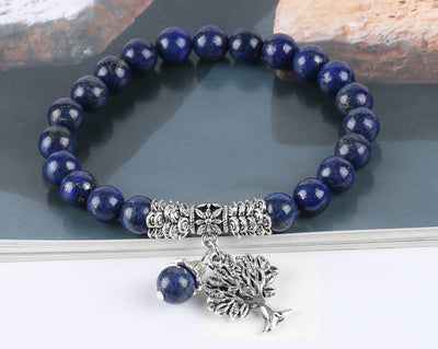 Bracelet "Energie et Sérénité" en Lapis-Lazuli et arbre de vie