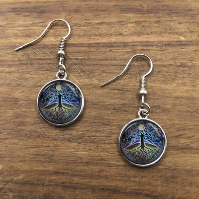Boucles d'oreilles en verre "arbre de vie"