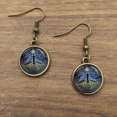 Boucles d'oreilles en verre "arbre de vie"