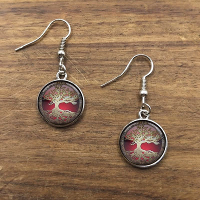 Boucles d'oreilles en verre "arbre de vie"