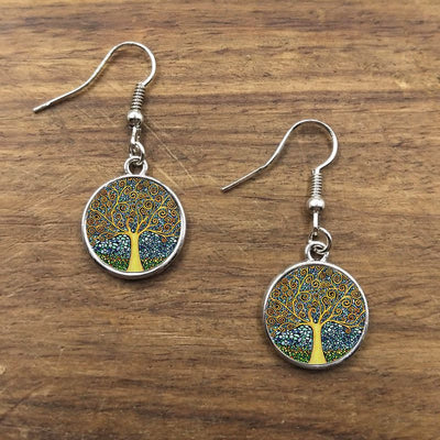 Boucles d'oreilles en verre "arbre de vie"