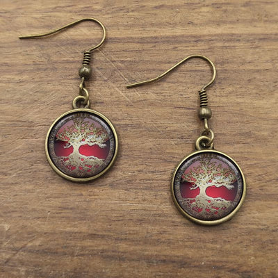 Boucles d'oreilles en verre "arbre de vie"