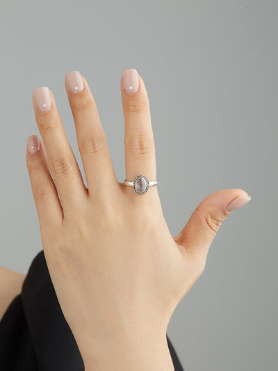 Bague ajustable en argent et pierre de lune naturelle