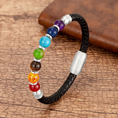 Bracelet cuir sept chakras