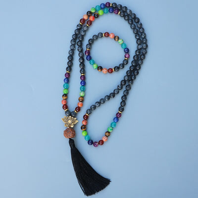 Mâlâ "Méditation" en labradorite et 7 chakras