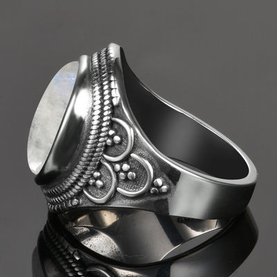 Bague en pierre de lune naturelle et argent 925