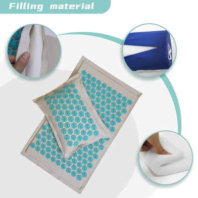 Tapis et coussin d'acupression " Fleurs de lotus"+ sac de rangement