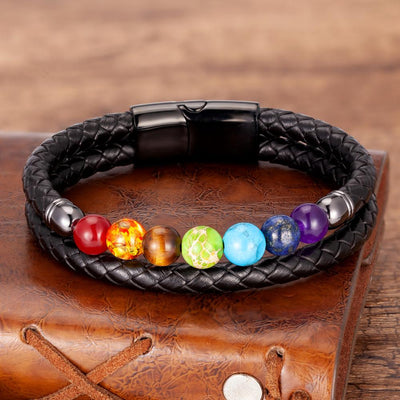 Bracelet cuir sept chakras